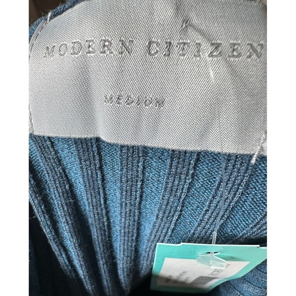 Modern Citizen Yuna V-Neck Ribbed Knit Midi Dress Teal Green Size M NWT - Picture 3 of 8